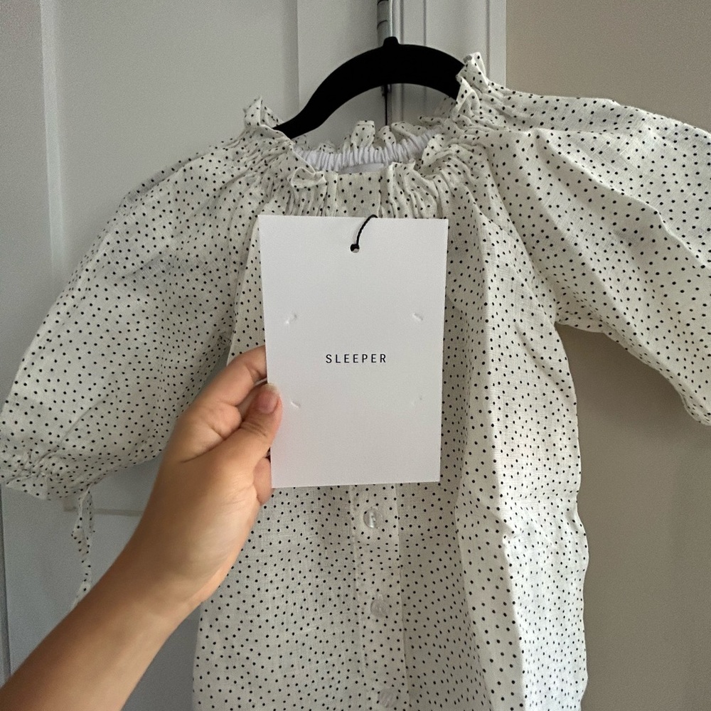 Sleeper - Girls Linen Petit Dress in Micro Polka Dot -size 1 (toddler sz 2) BNWT - Picture 3 of 14